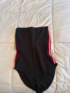 Urban Outfitters Black Bodysuit with Red & White Side Stripes
